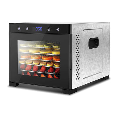 NutriChef Electric 600 Watts Food Dehydrator with 6 Trays, Silver (Open Box) - VMInnovations