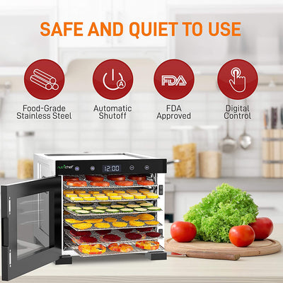 NutriChef Electric 600 Watts Countertop Food Dehydrator w/6 Trays, Silver (Used) - VMInnovations