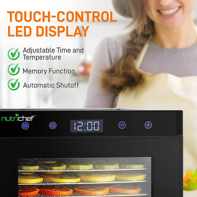 NutriChef Electric 600 Watts Food Dehydrator with 6 Trays, Silver (Open Box) - VMInnovations