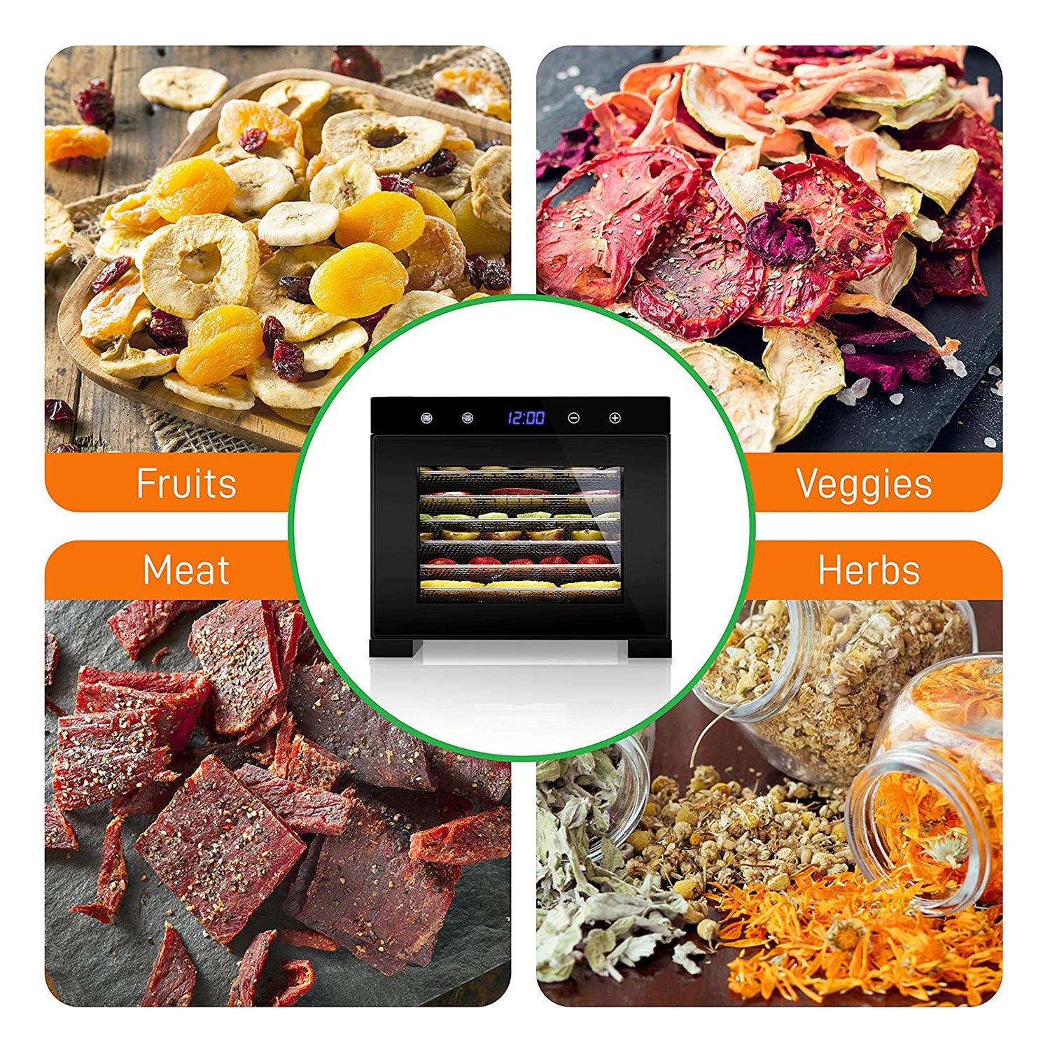 NutriChef Electric 600W Countertop Food Dehydrator w/ 6 Trays Silver (For Parts) - VMInnovations