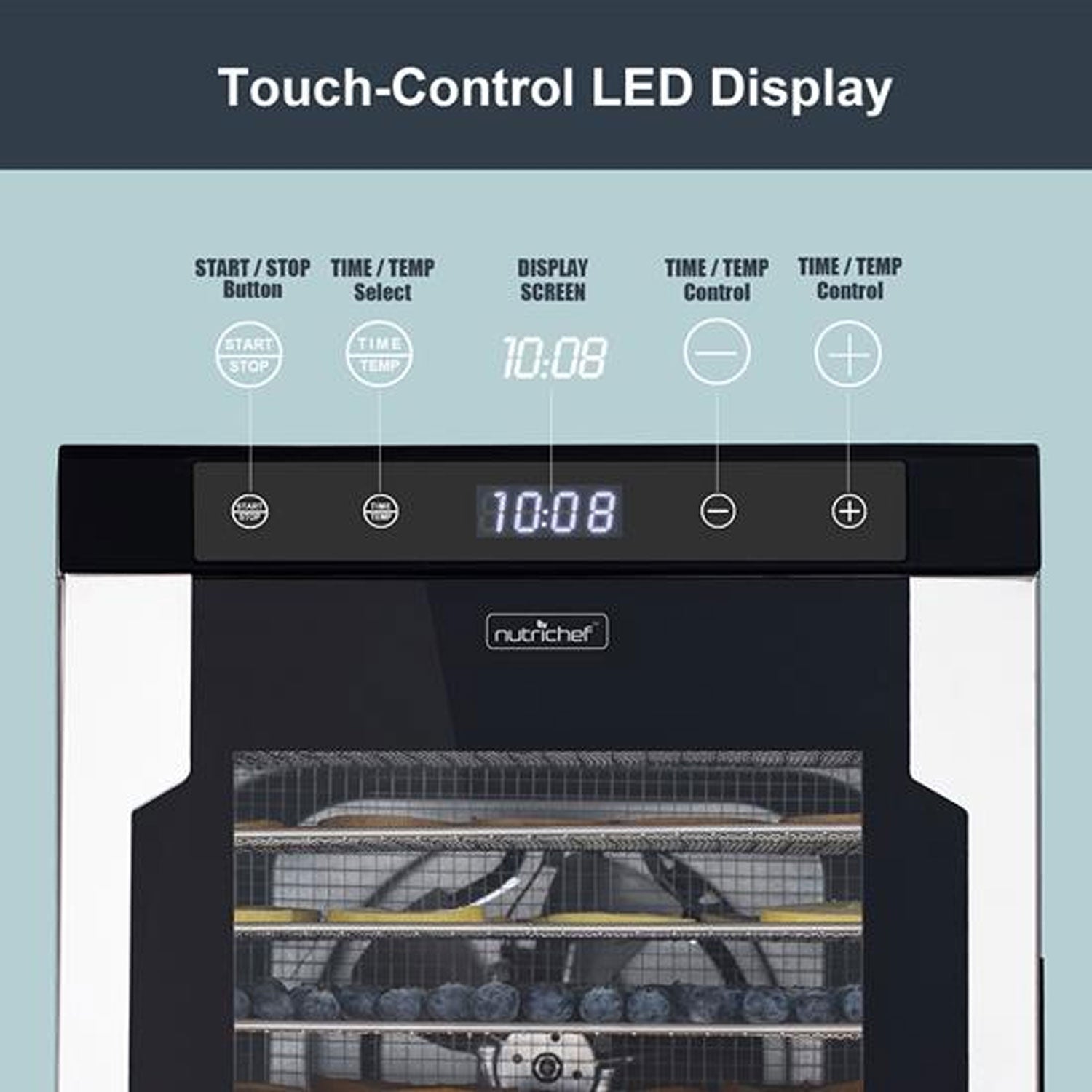 NutriChef NCFD10S 10 Shelf 900W Countertop Food Dehydrator with Timer (Open Box) - VMInnovations