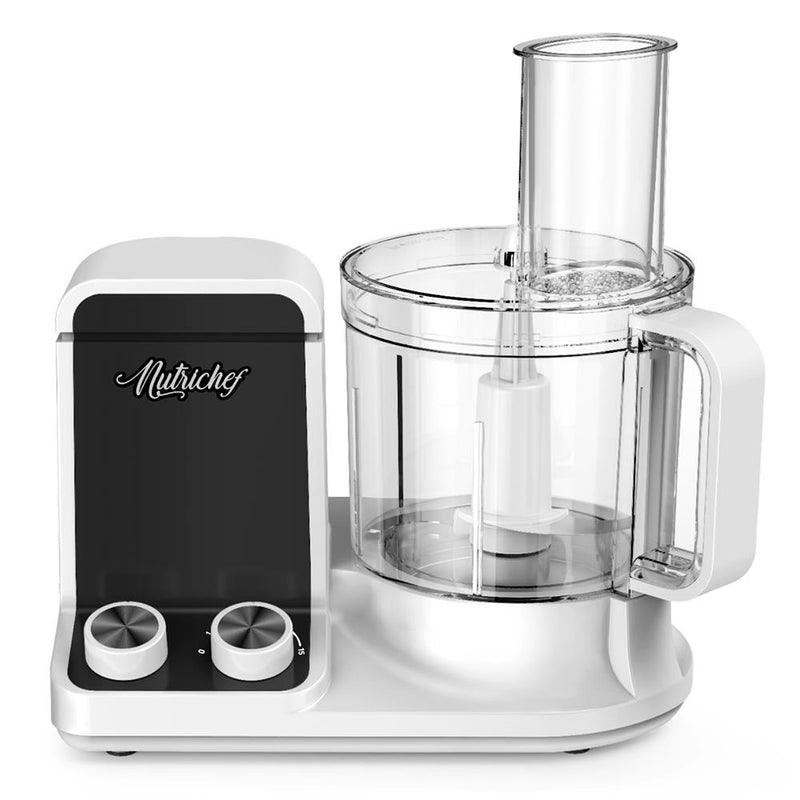 NutriChef 12 Cup Food Processor with 6 Attachment Blades, White (Open Box)