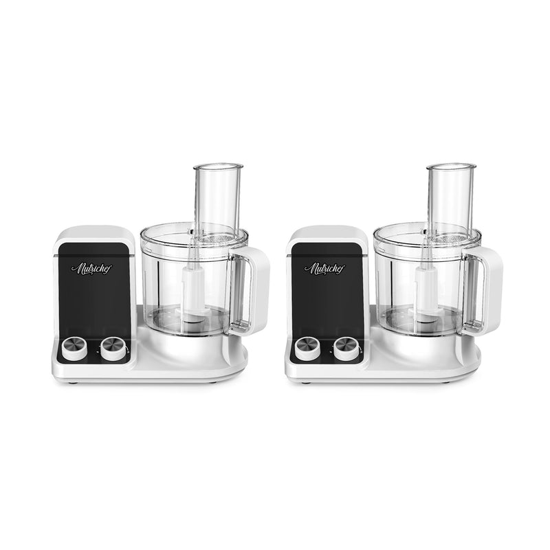 NutriChef 12 Cup Multi Function Food Processor & Blade Kit, White (2 Pack)