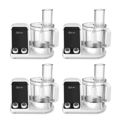 NutriChef 12 Cup Multi Function Food Processor & Blade Kit, White (4 Pack)
