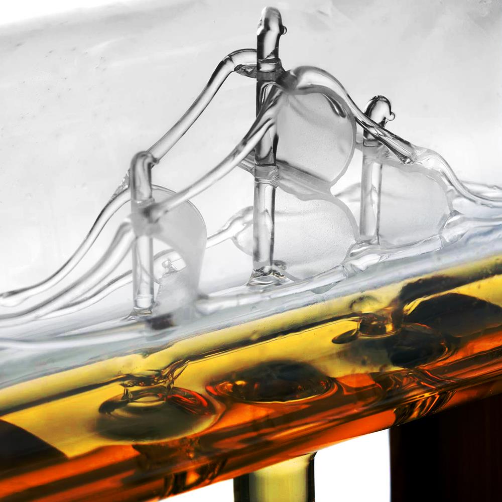 NutriChef Home Bar Glass Barrel Whiskey Carafe Alcohol Decanter Set (2 Pack)