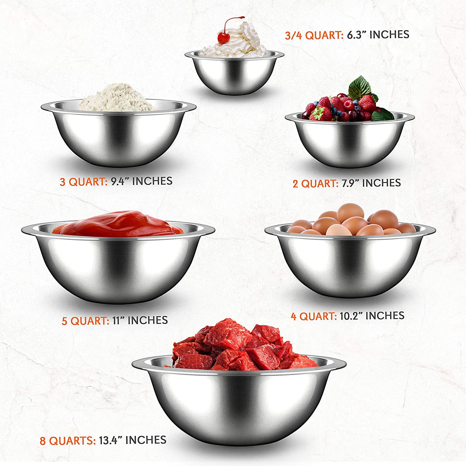 NutriChef Stainless Steel Nonstick Cooking Wok with Food Prep Mixing Bowl Set - VMInnovations