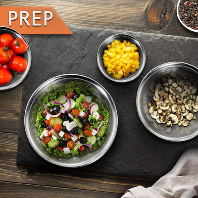 NutriChef 12qt Stainless Steel Stockpot & 6pc Stainless Steel Mixing Bowl Set - VMInnovations