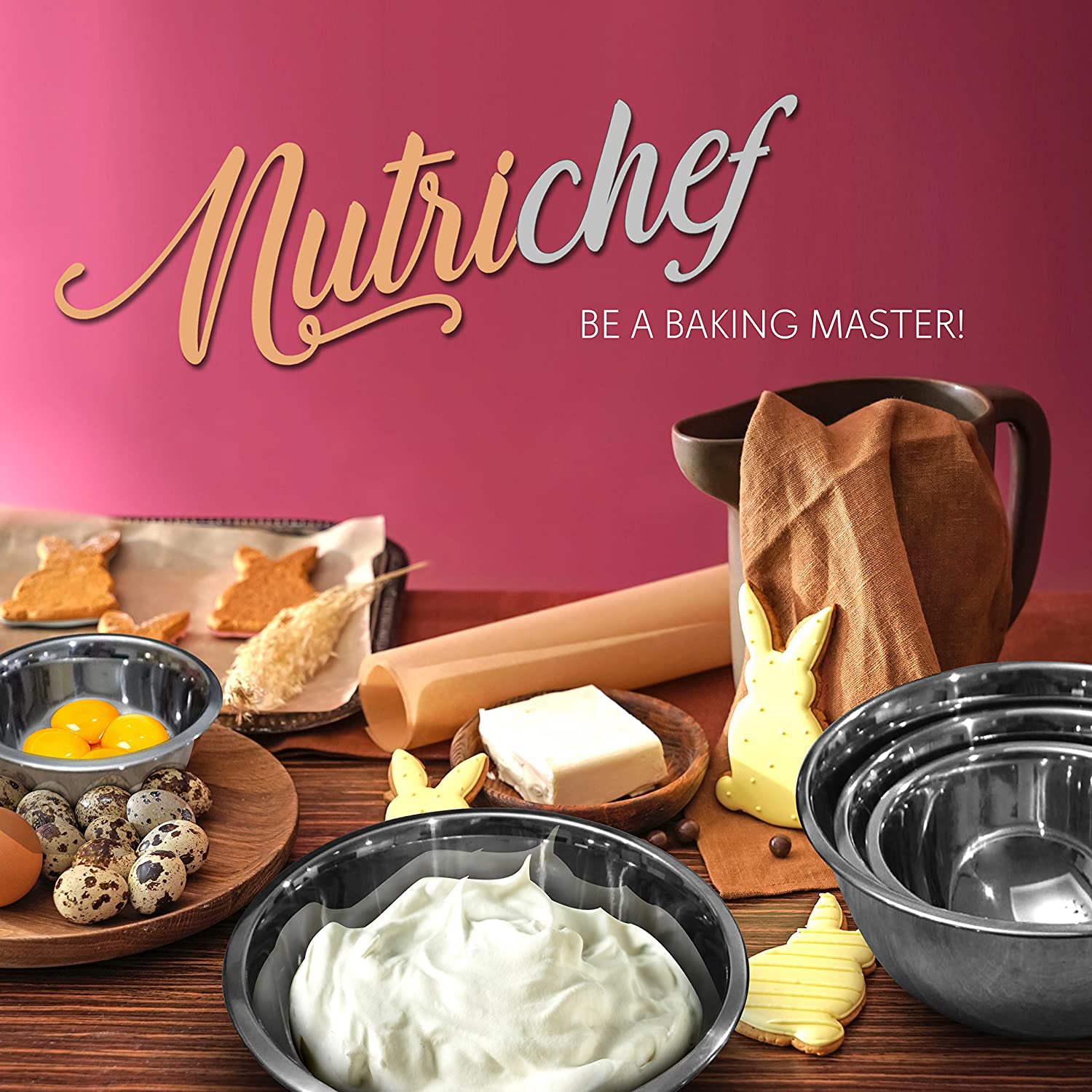 NutriChef 6 Piece Stainless Steel Home Kitchen Mixing Serving Bowl Set (4 Pack) - VMInnovations