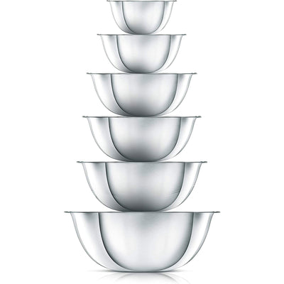 NutriChef 6 Pc Stainless Steel Home Food Prep Mixing Serving Bowl Set (Open Box) - VMInnovations