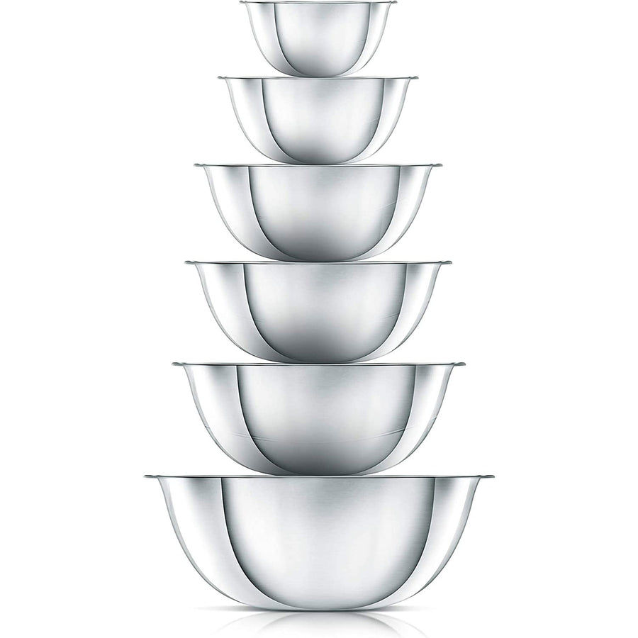 NutriChef 6 Piece Stainless Steel Home Food Prep Mixing Serving Bowl Set (Used) - VMInnovations