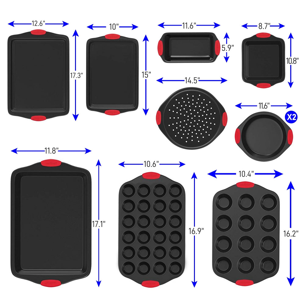 NutriChef Oven Carbon Steel 10 Piece Bakeware Set w/ Deluxe 3 Piece Bakeware Set