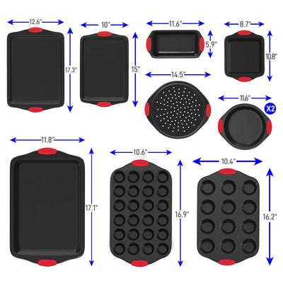 NutriChef Oven Carbon Steel 10 Piece Bakeware Set w/ Deluxe 3 Piece Bakeware Set