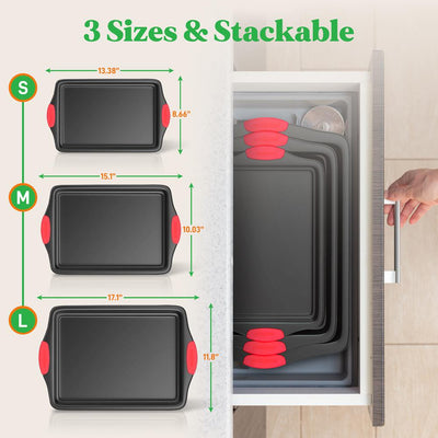 NutriChef Oven Carbon Steel 10 Piece Bakeware Set w/ Deluxe 3 Piece Bakeware Set