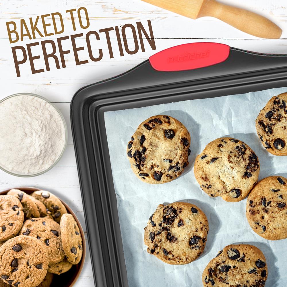 NutriChef Kitchen Deluxe Non Stick Carbon Steel 3 Piece Bakeware Set (4 Pack)