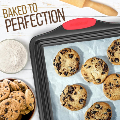 NutriChef Kitchen Deluxe Non Stick Carbon Steel 3 Piece Bakeware Set (4 Pack)