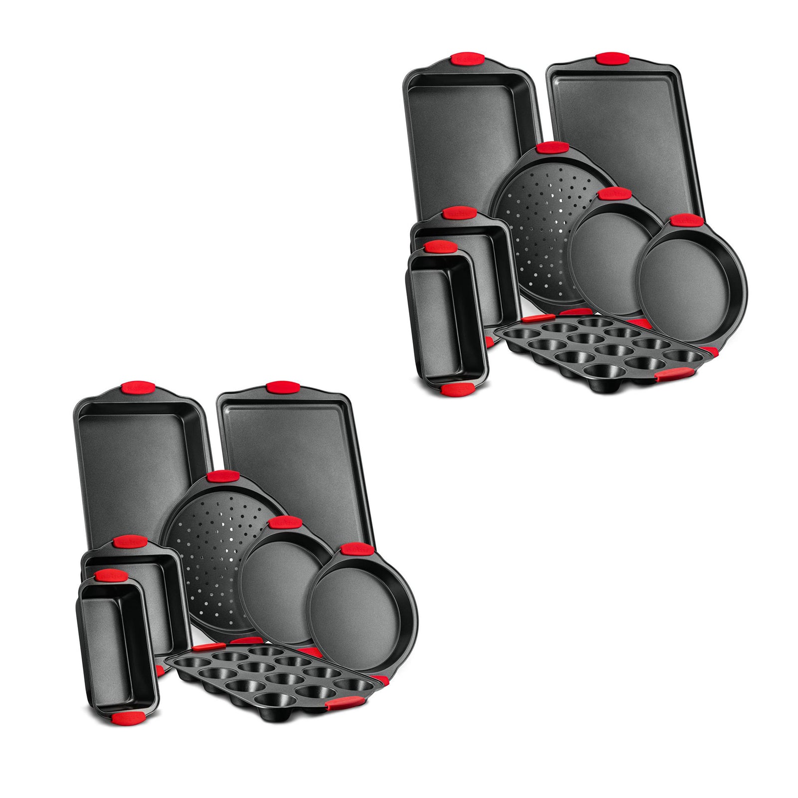 NutriChef Deluxe Oven Non Stick Gray Carbon Steel 8 Piece Bakeware Set (2 Pack) - VMInnovations