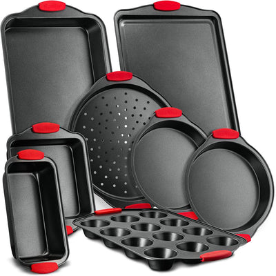 NutriChef Kitchen Deluxe Oven Non Stick Gray Carbon Steel 8pc Bakeware Set(Used) - VMInnovations