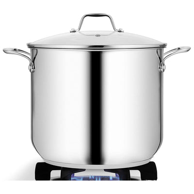 NutriChef 8qt, 12qt, 15qt, & 19qt Stainless Steel Stockpot with Handles and Lids