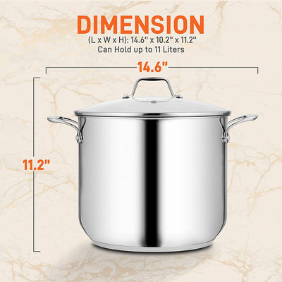 NutriChef 12qt Stainless Steel Stockpot & 12in Stainless Steel Nonstick Wok Pan