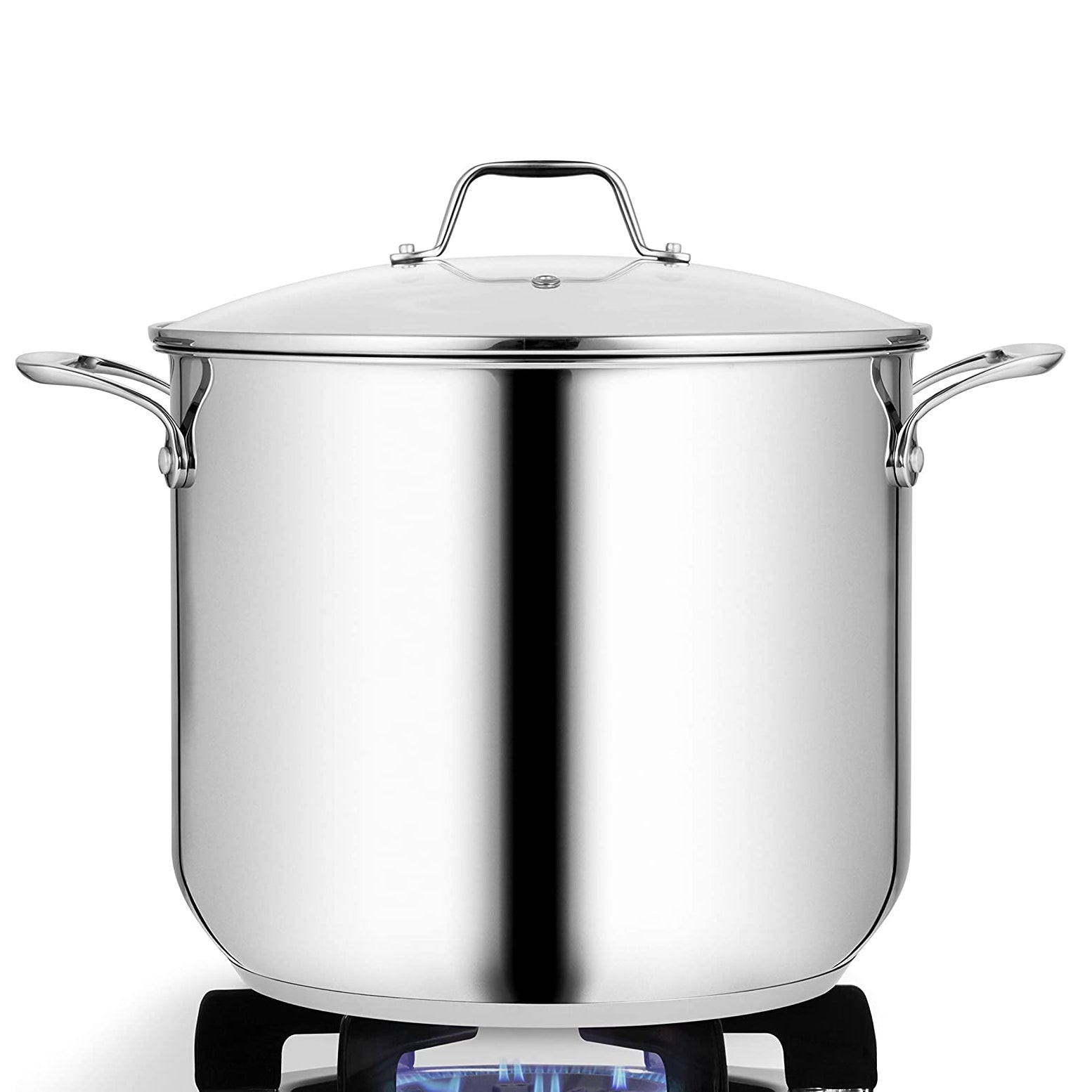 NutriChef Heavy Duty 15 Quart Large Stainless Steel Stock Pot Cookware (4 Pack)