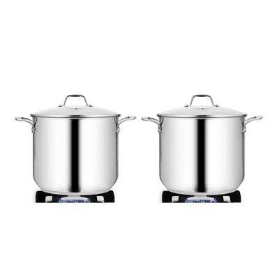 NutriChef Heavy Duty 15 Quart Large Stainless Steel Stock Pot Cookware (4 Pack)
