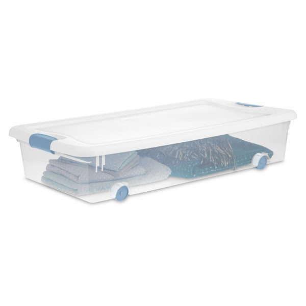 Sterilite 56 Quart Latching Stackable Wheeled Storage Container w/ Lid, (4 Pack) - VMInnovations
