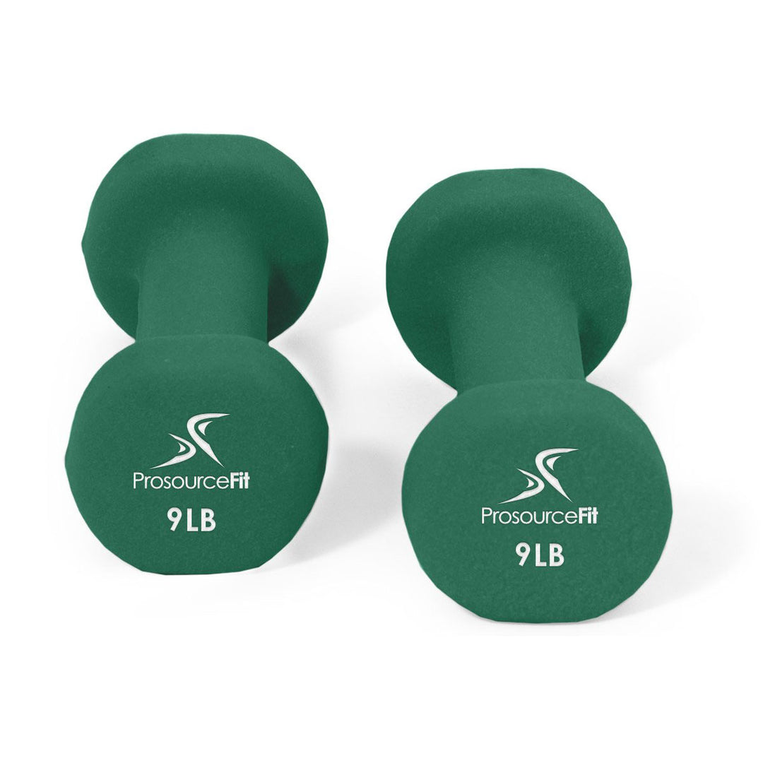 Prosource Fit 9 LB Iron Neoprene Coated Non Slip Dumbbell Set, Green (Open Box)