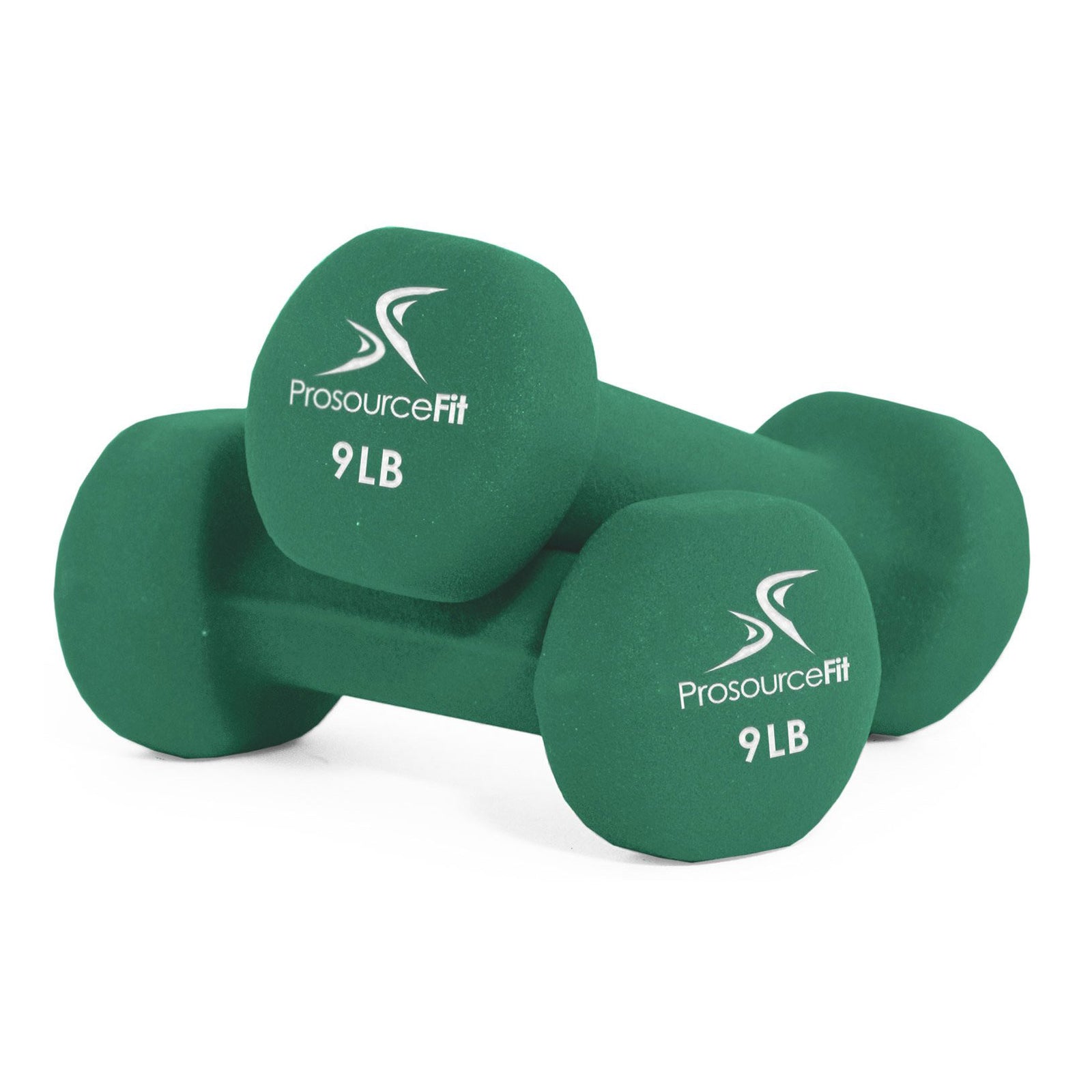 Prosource Fit 9 LB Iron Neoprene Coated Non Slip Dumbbell Set, Green (Open Box) - VMInnovations