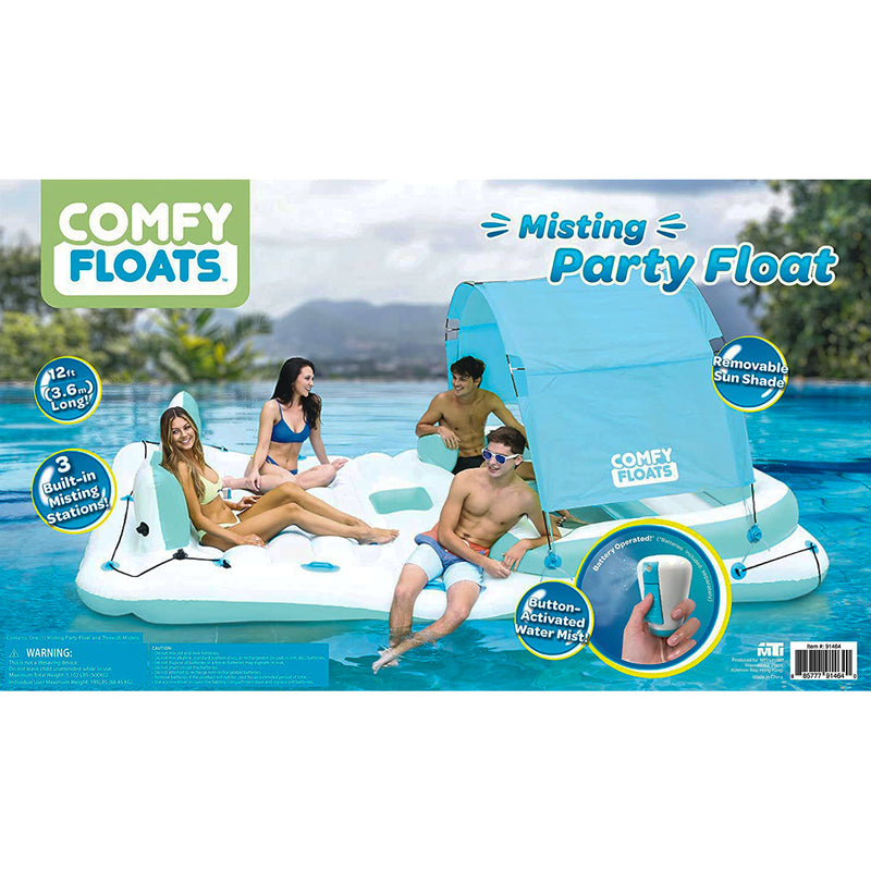 COMFY FLOATS 13 Foot Misting Party Platform Inflatable Float, White/Aqua (Used)