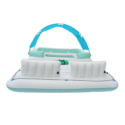 COMFY FLOATS 13 Foot Misting Party Platform Inflatable Float, White/Aqua (Used)