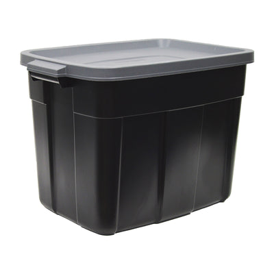 Rubbermaid Roughneck 18 Gal Storage Bins, Black/Cool Gray (6 Pack) (Open Box)