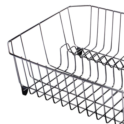 Rubbermaid Home Kitchen Gadget Twin Sink 11 Slot Dish Rack Drainer, Black Chrome - VMInnovations