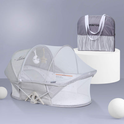 Beberoad Portable Foldable Newborn Bassinet w/ Mosquito Net, Newmoon Light Gray