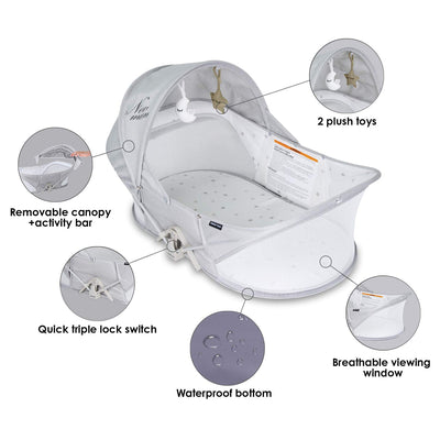 Beberoad Portable Foldable Newborn Bassinet w/ Mosquito Net, Light Gray (Used)