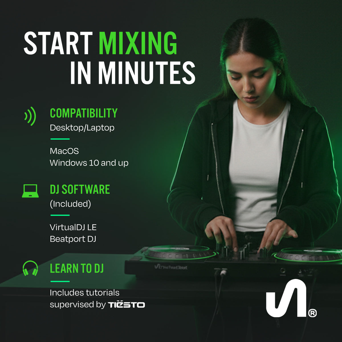The Next Beat by Tiesto DJ Controller, DJ Control Deck w/Audio Mixer (Open Box)
