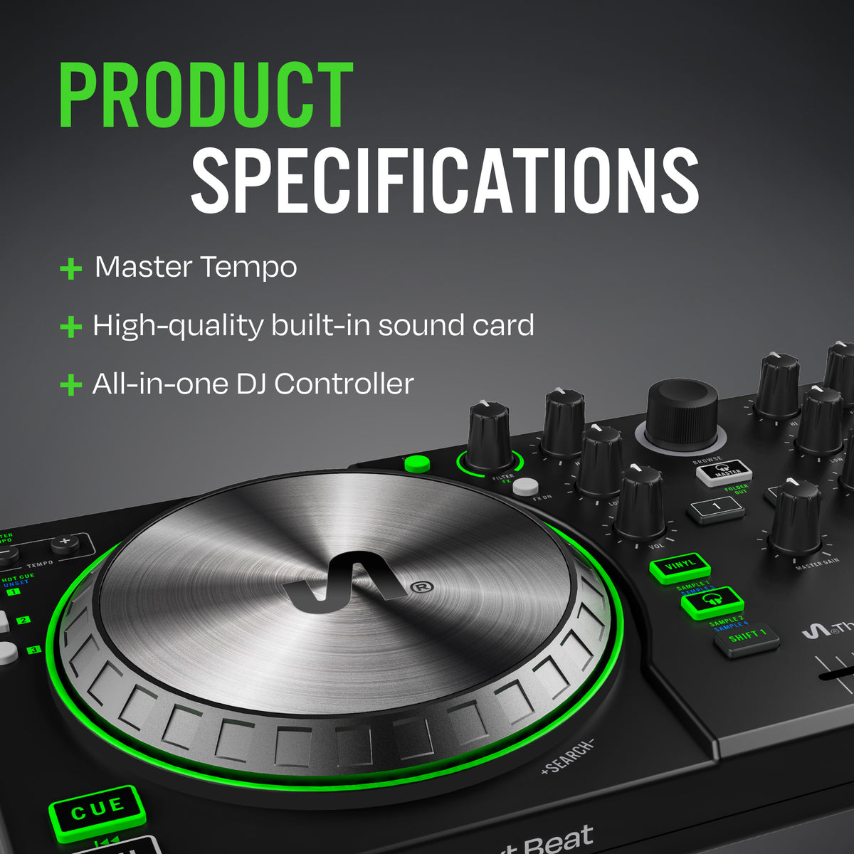 The Next Beat by Tiesto DJ Controller, DJ Control Deck with Audio Mixer, SX1 - VMInnovations