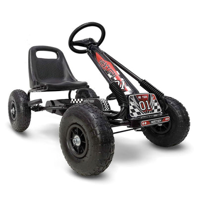 NextGen Kids 4 Wheel Ride On Car Pedal Go Cart & Safety Helmet, Black (Open Box)