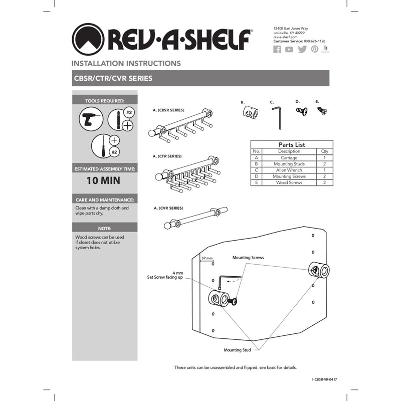 Rev-A-Shelf CTR-12-CR 12-Inch Pull Out Tie/Scarf Closet Rack, Chrome (Open Box)