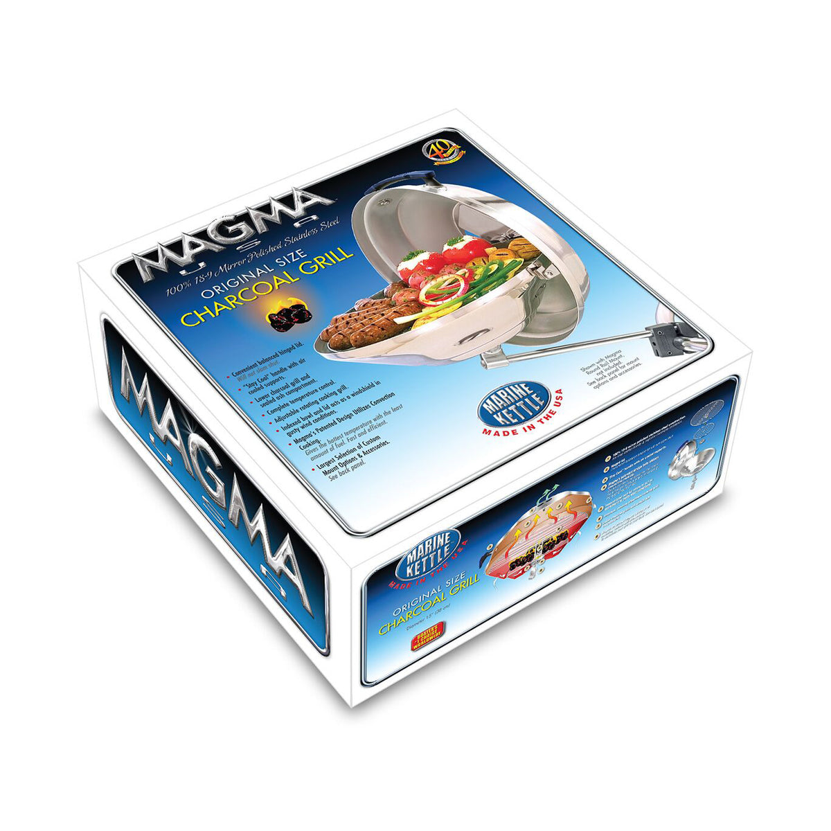 Magma Products Marine Kettle Boat BBQ Barbecue Charcoal Grill (Open Box)