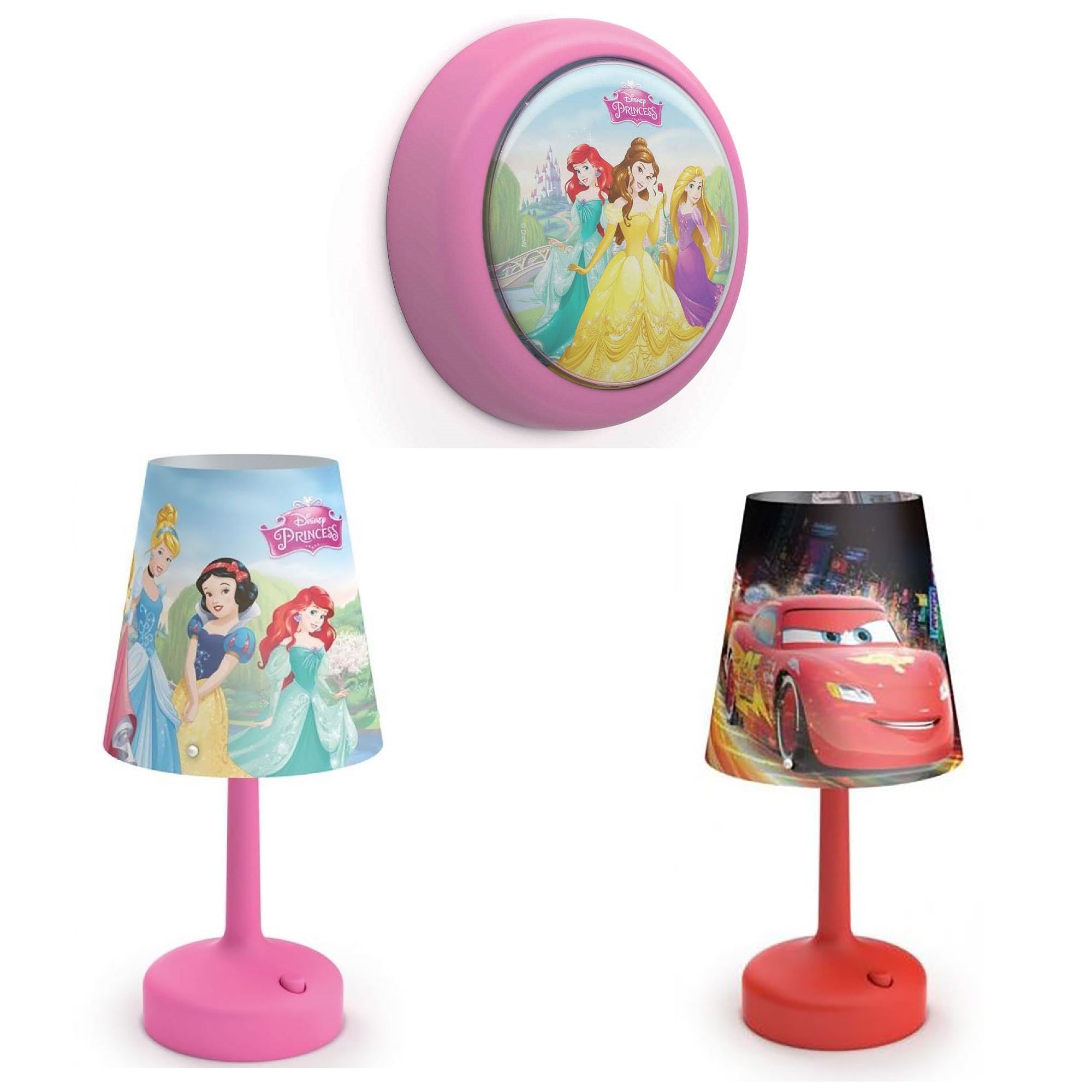 Philips Disney Princess Night Light, Princess Table Lamp & Cars Table Lamp
