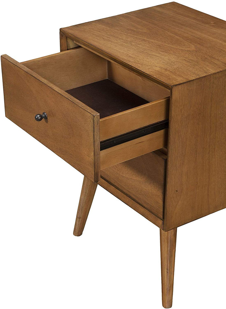 Alpine Furniture Flynn Mid Century Modern 2 Drawer Nightstand, Acorn (Used)