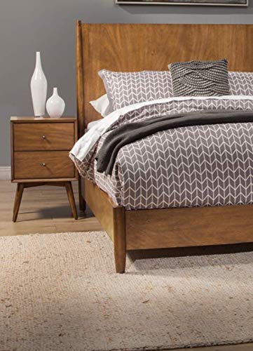 Alpine Furniture Flynn Mid Century Modern 2 Drawer Nightstand, Acorn (For Parts)