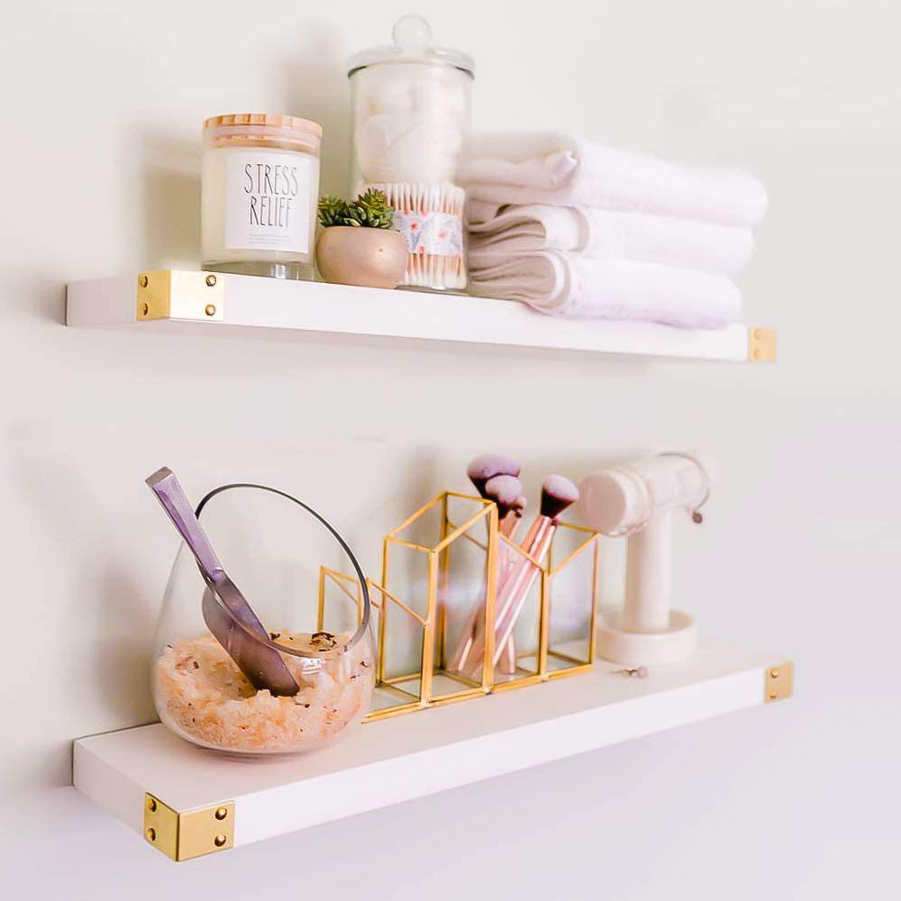 Willow & Grace Noelle 36" Wood Wall Mount Shelves, White, Set of 2 (Open Box) - VMInnovations