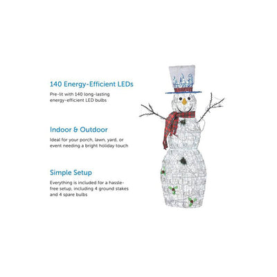 Noma Pre Lit LED Light Up Whimsical Snowman Holiday Lawn Decoration (Used)
