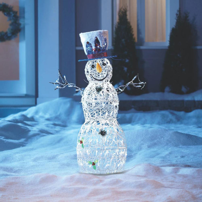 NOMA Pre Lit LED Light Up Whimsical Snowman Outdoor Holiday Lawn Decoration
