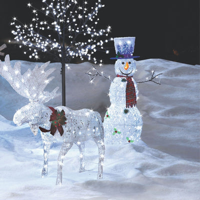 Noma Pre Lit LED Light Up Whimsical Snowman Holiday Lawn Decoration (Open Box)