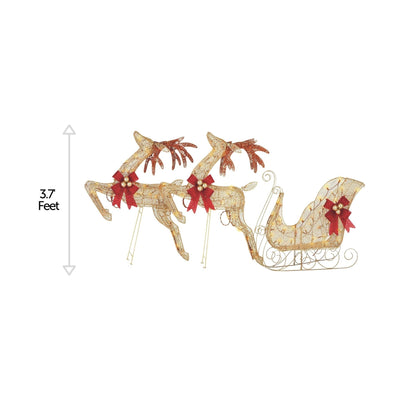 NOMA Pre-Lit LED Golden Reindeer and Sleigh Outdoor Holiday Lawn Decoration Set