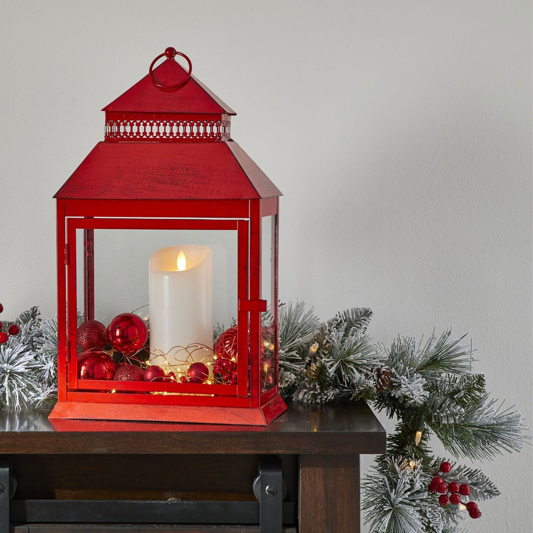 NOMA 9' Pre-Lit LED Flocked Berry Christmas Garland with 35 Warm White Lights - VMInnovations