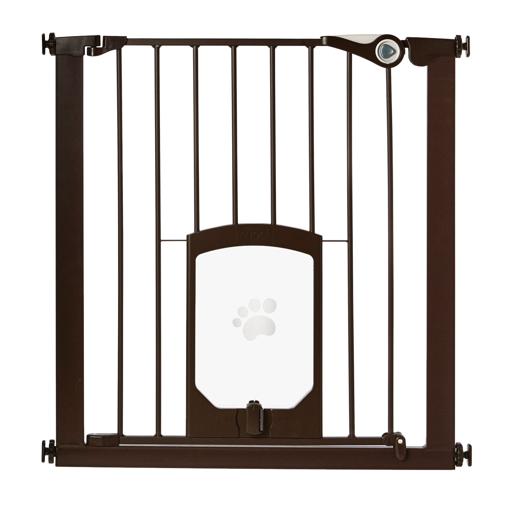 North States 5264S Petgate Passage 30 to 38 Inch Pet Gate with Door Flap, Bronze