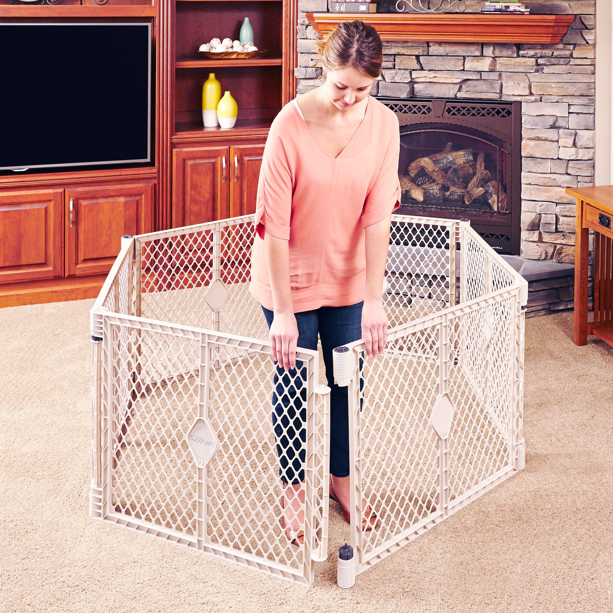 Toddleroo Superyard Indoor Outdoor Plastic Baby Safety Gate & Play Yard (Used)
